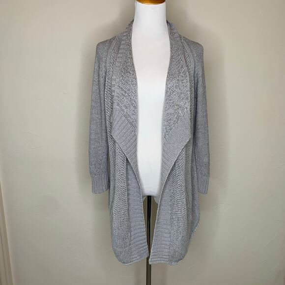 Kenneth Cole Gray Open Front Waterfall Cardigan Sz Medium - Picture 1 of 8